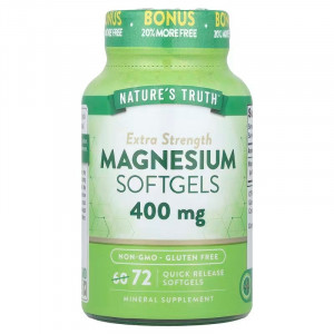 Магній, Magnesium, Nature's Truth, екстра сила, 400 мг, 72 гелевих капсул швидкого вивільнення