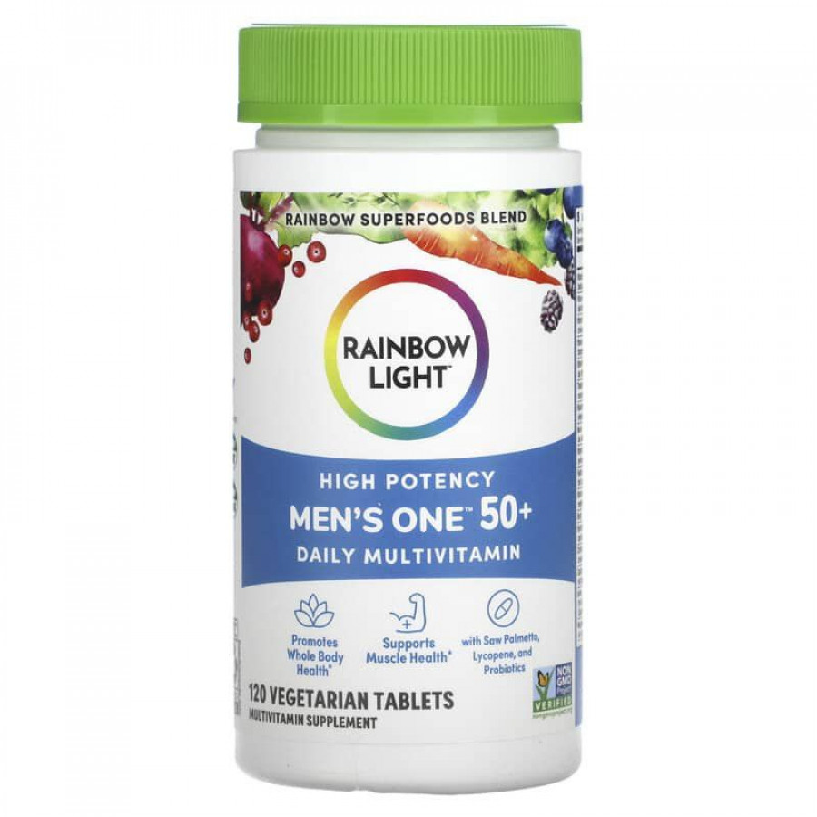 Мультивітаміни для чоловіків 50+, Men's One 50+, Rainbow Light, щоденні, висока потенція, 120 вегетаріанських пігулок