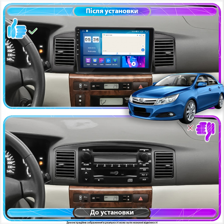 Штатная магнитола Lesko для BYD F3 II 2012-2018 экран 9" 2/32Gb CarPlay 4G Wi-Fi GPS Prime