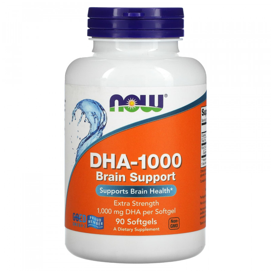 ДГК для покращення роботи мозку, DHA-1000, Now Foods, 1000 мг, 90 гелевих капсул