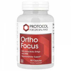 Підтримка роботи мозку та когнітивних функцій, Ortho Focus, Protocol for Life Balance, З амінокислотами, гінкго та ДМАЕ, 90 капсул