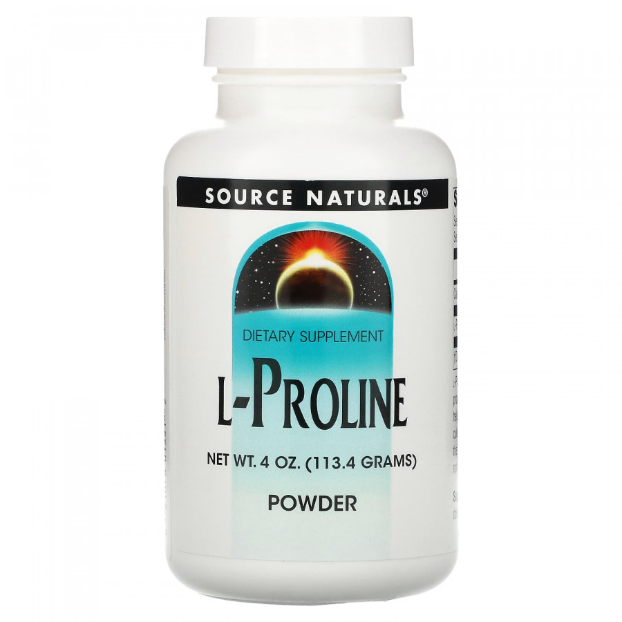 Пролін, L-Proline Powder, Source Naturals, порошок, 113,4 г