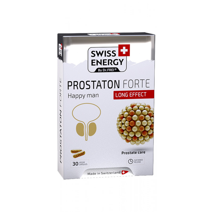 Підтримка простати, Prostaton Forte, blister, Swiss Energy, комплекс продовженої дії, 30 веганських капсул