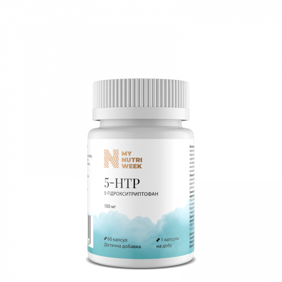 5-HTP (5-гідрокситриптофан), 5-HTP, My Nutri Week, 100 мг, 60 капсул