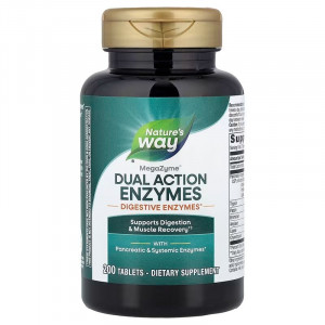 Ферменти для м'язів та травлення, Mega-Zyme®, Dual Action Enzymes, Nature's Way, подвійної дії, 200 таблеток