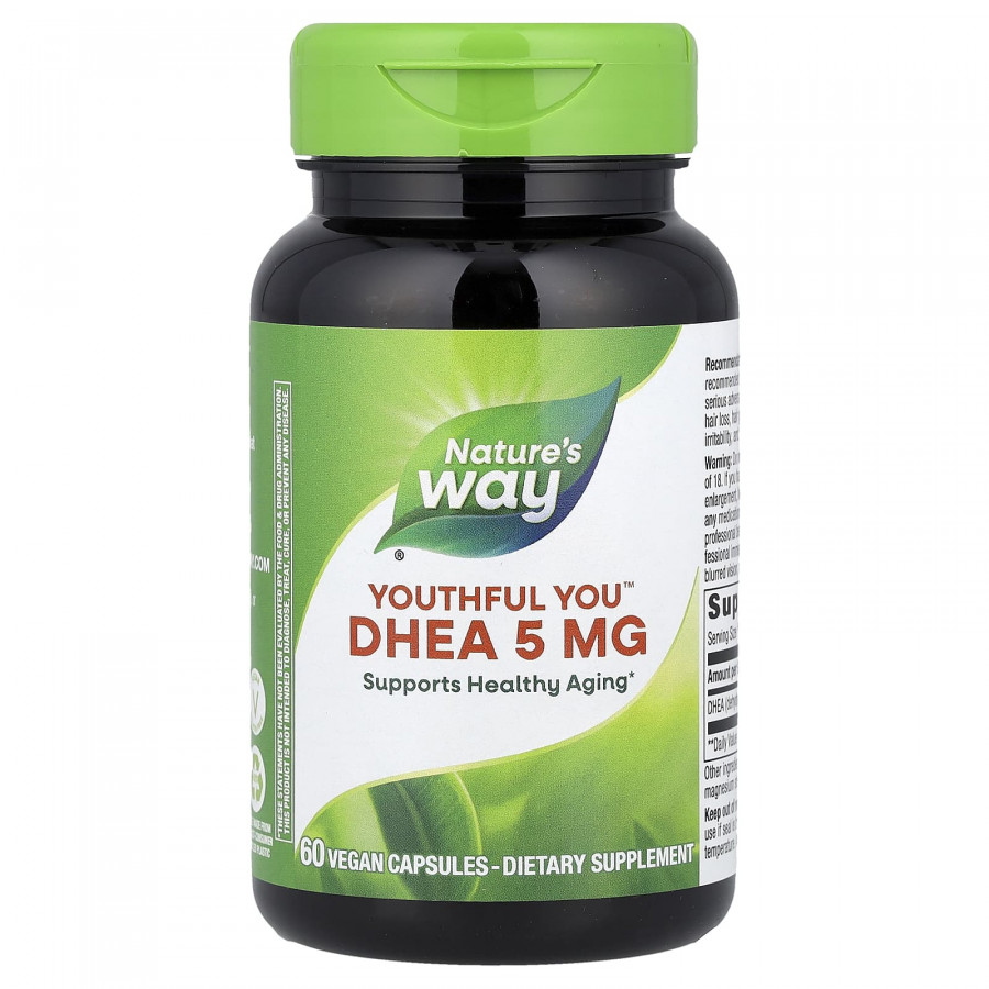 ДГЕА, Youthful You™, DHEA, Nature's Way, 5 мг, 60 веганських капсул