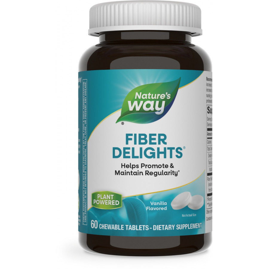 Клітковина, Fiber Delights, Nature's Way, зі смаком ванілі, 60 жувальних таблеток