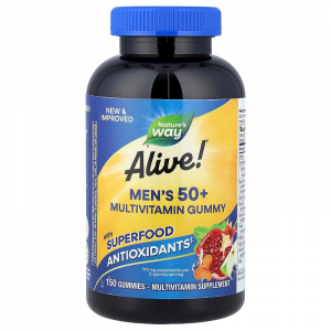 Мультивітаміни для чоловіків віком від 50 років, Alive! Men's 50+, Nature's Way, смак фруктів, 150 жувальних таблеток