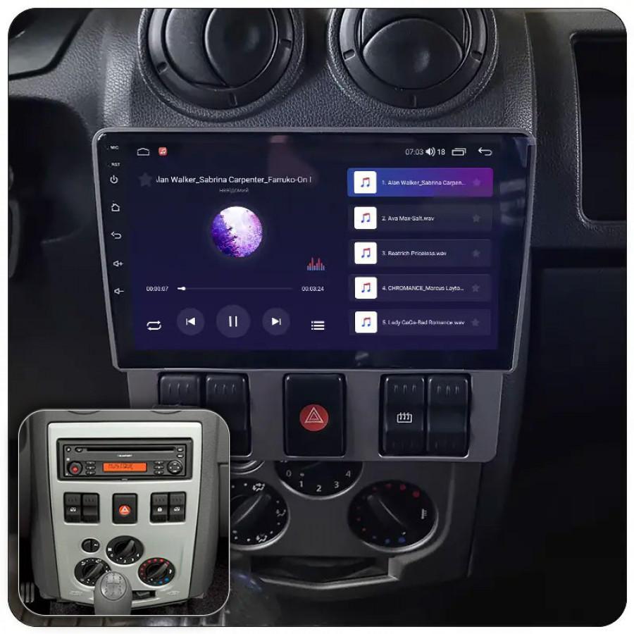 Штатная магнитола Lesko для Renault Logan I 2004-2009 экран 9" 2/32Gb Wi-Fi GPS Base