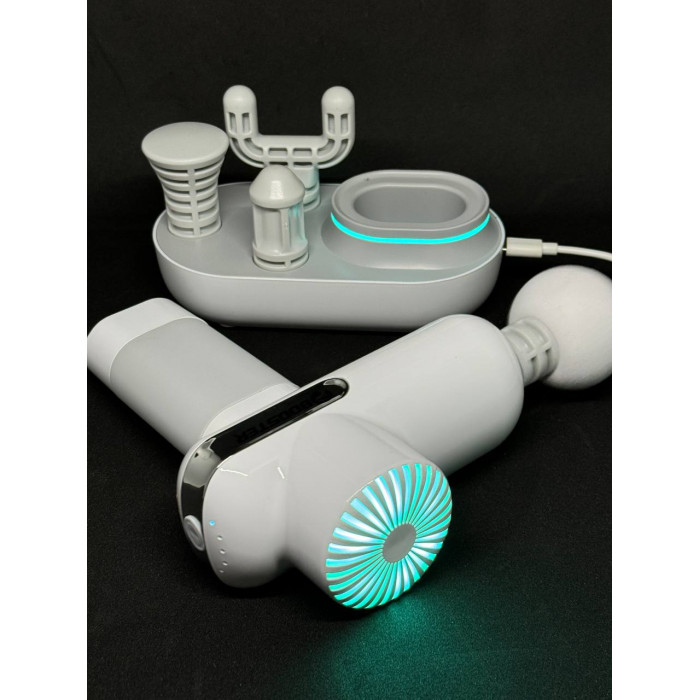 Компактный перкуссионный массажер Booster Lightsaber Mini White с кейсом в комплекте