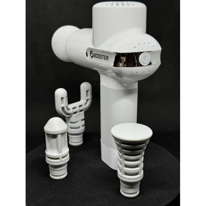 Компактный перкуссионный массажер Booster Lightsaber Mini White с кейсом в комплекте