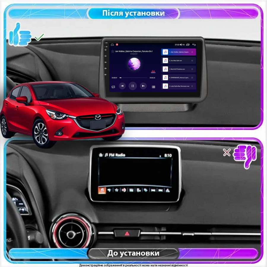 Штатная магнитола Lesko для Mazda Demio IV (DJ) 2014-2019 экран 9" 4/32Gb 4G Wi-Fi GPS Top