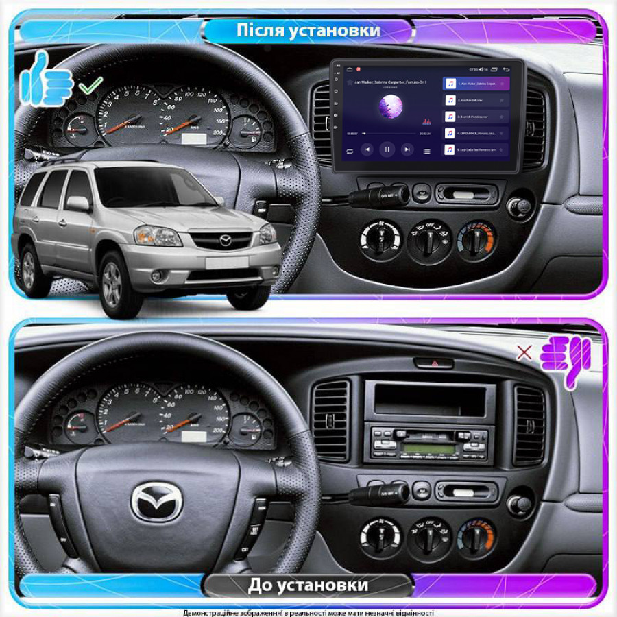 Штатная магнитола Lesko для Mazda Tribute I 2000-2004 экран 9" 6/128Gb 4G Wi-Fi GPS Top