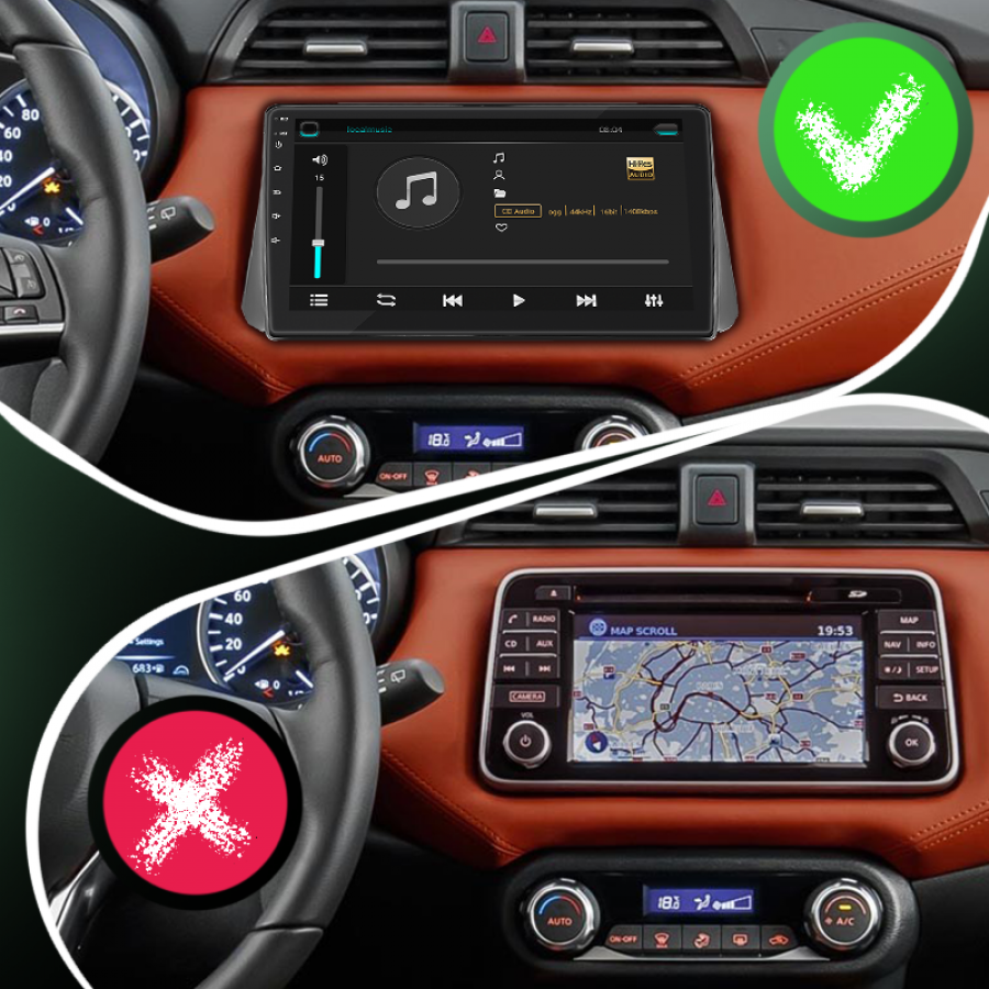 Штатная магнитола Lesko для Nissan Micra V 2017-н.в. экран 9" 4/32Gb 4G Wi-Fi GPS Top