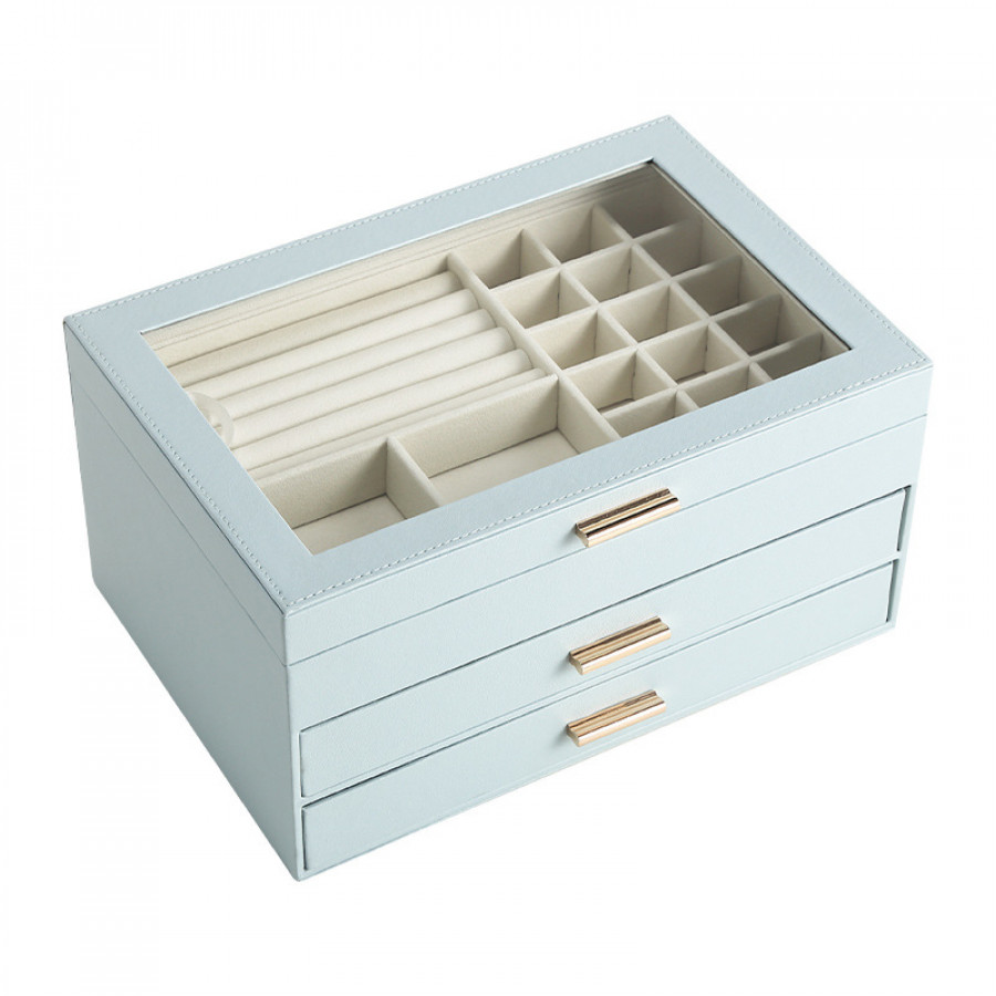 Шкатулка Casegrace SP-01223 для украшений и ювелирных изделий трехуровневая 26,5*18*13,5 см Blue