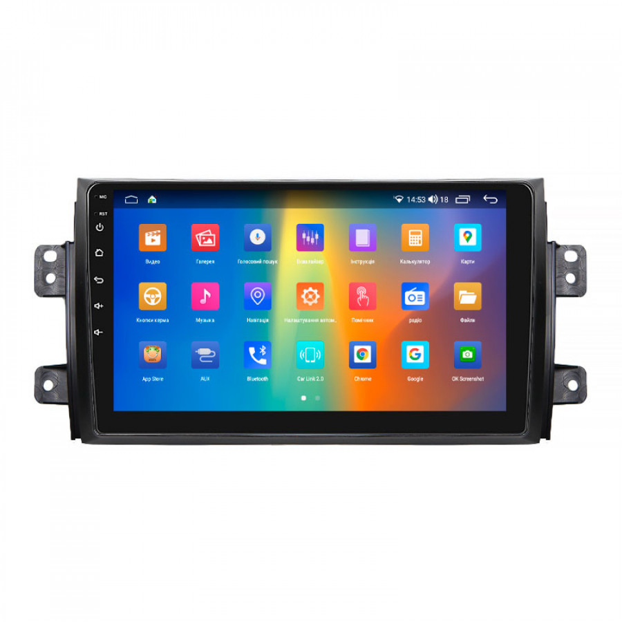 Штатная магнитола Lesko для Fiat Sedici  2005-2014 экран 9" 4/64Gb CarPlay 4G Wi-Fi GPS Prime