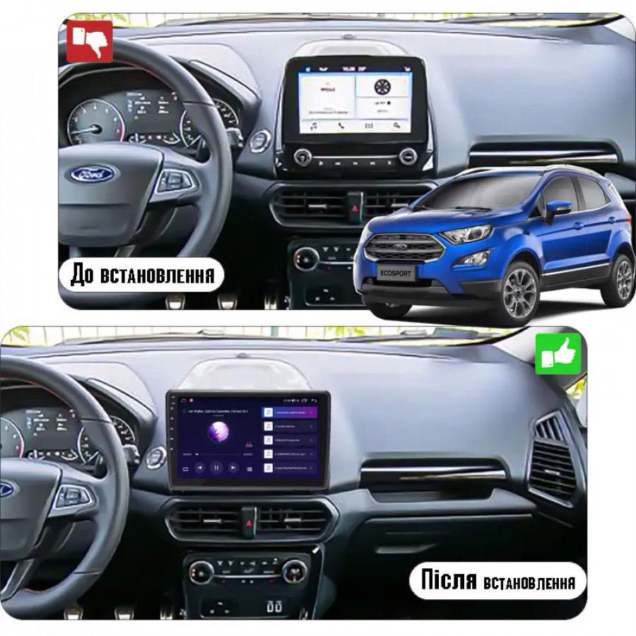 Штатная магнитола Lesko для Ford EcoSport I Рестайлинг 2017-н.в. экран 10" 4/64Gb 4G Wi-Fi GPS Top