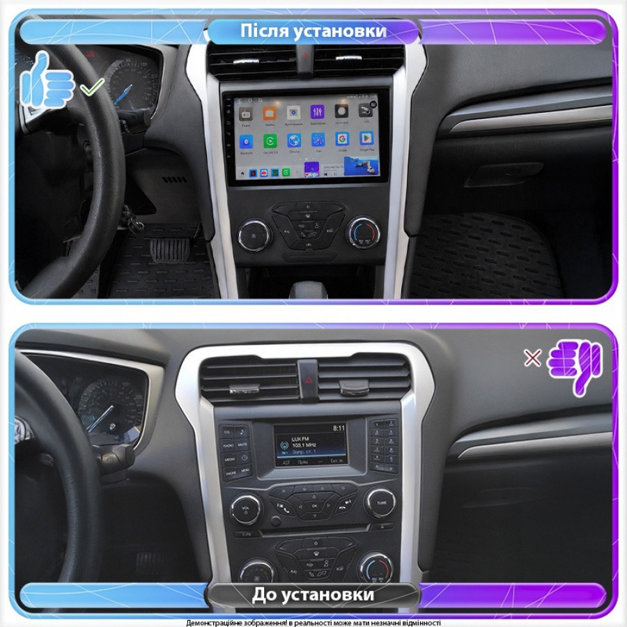 Штатная магнитола Lesko для Ford Fusion (North America) II 2012-2016 экран 9" 4/32Gb 4G Wi-Fi GPS Top