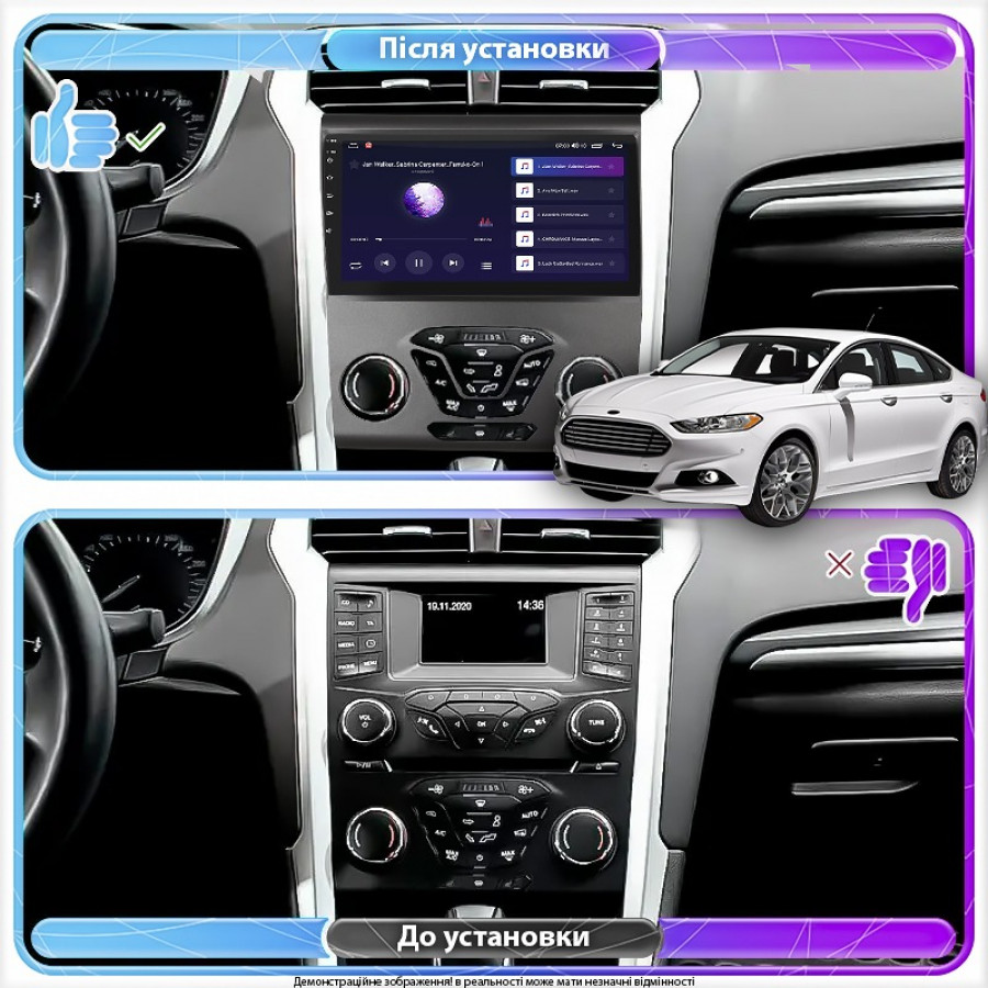 Штатная магнитола Lesko для Ford Fusion (North America) II 2012-2016 экран 9" 6/128Gb 4G Wi-Fi GPS Top