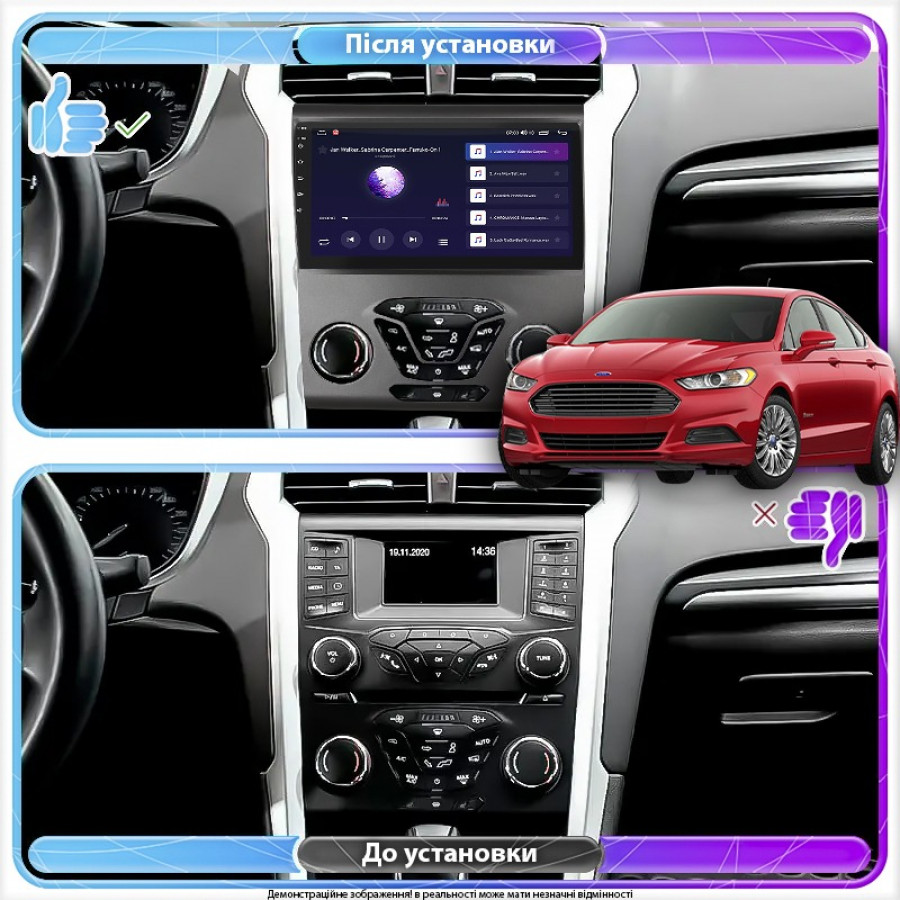 Штатная магнитола Lesko для Ford Fusion (North America) II Рестайлинг 2016-2020 экран 9" 6/128Gb 4G Wi-Fi GPS Top