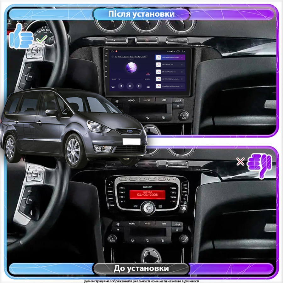Штатная магнитола Lesko для Ford Galaxy II ver 2 2006-2010 экран 9" 2/32Gb Wi-Fi GPS Base