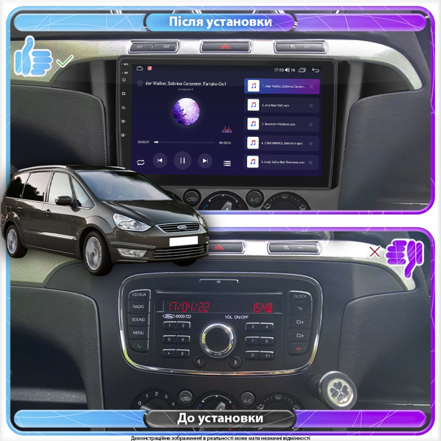 Штатная магнитола Lesko для Ford Galaxy II Рестайлинг ver 2 2010-2015 экран 9" 4/64Gb CarPlay 4G Wi-Fi GPS Prime