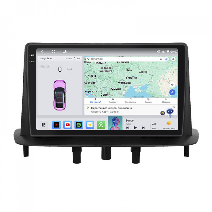 Штатная магнитола Lesko для Renault Fluence I 2009-2013 экран 9" 4/64 QLED CarPlay 4G Wi-Fi GPS 360 Prime