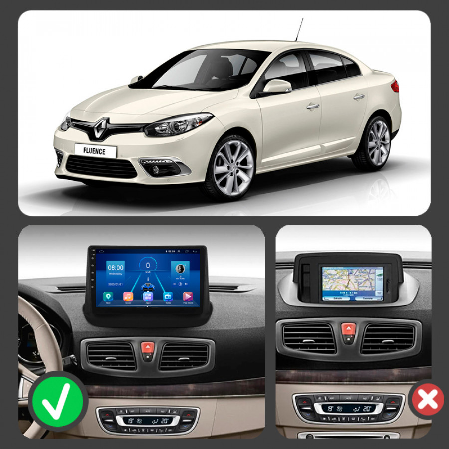 Штатная магнитола Lesko для Renault Fluence I Рестайлинг 2012-2017 экран 9" 6/128Gb 4G Wi-Fi GPS Top