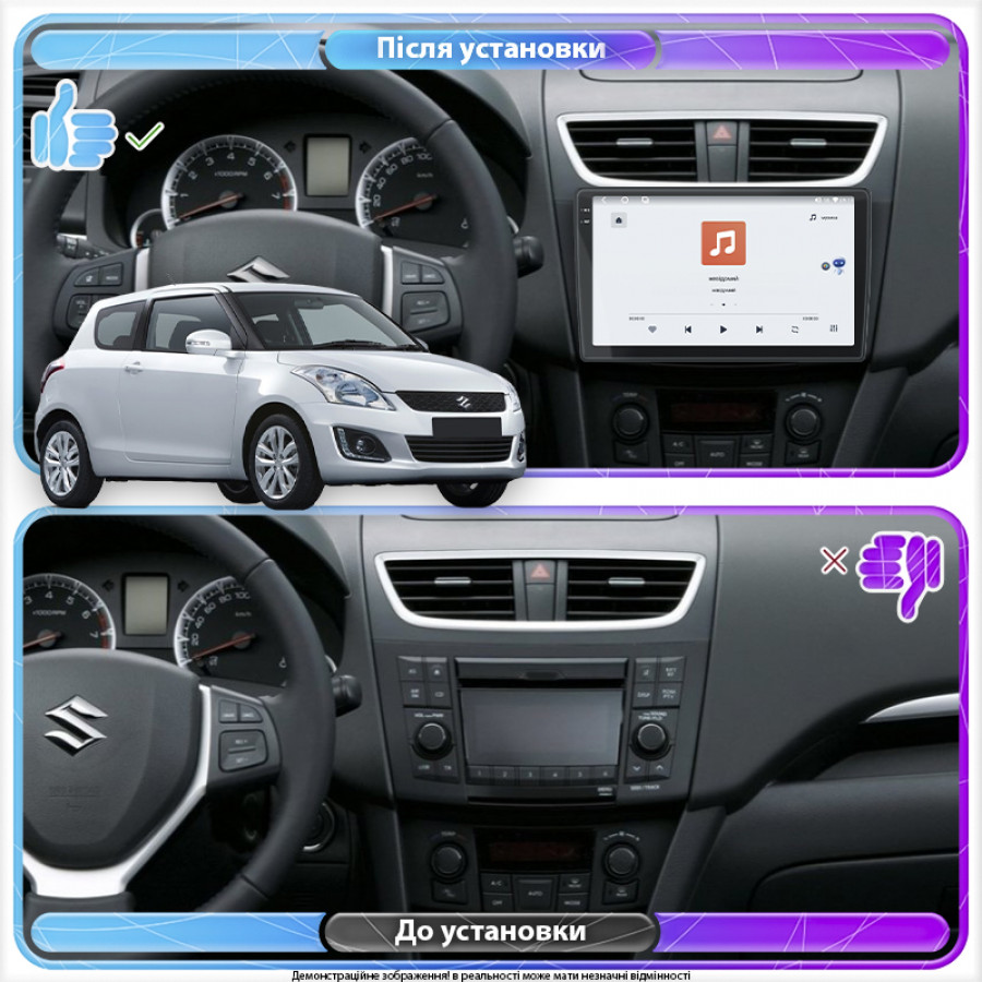 Штатная магнитола Lesko для Suzuki Swift IV Рестайлинг 2013-2017 экран 9" 4/64 QLED CarPlay 4G Wi-Fi GPS 360 Prime