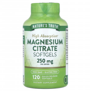 Магній цитрат, Magnesium Citrate, Nature's Truth, 250 мг, 120 гелевих капсул швидкого вивільнення (125 мг в гелевій капсулі)