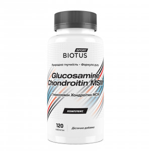 Глюкозамін, Хондроїтин, МСМ, Glucosamine, Chondroitin, MSM, Biotus, 120 таблеток