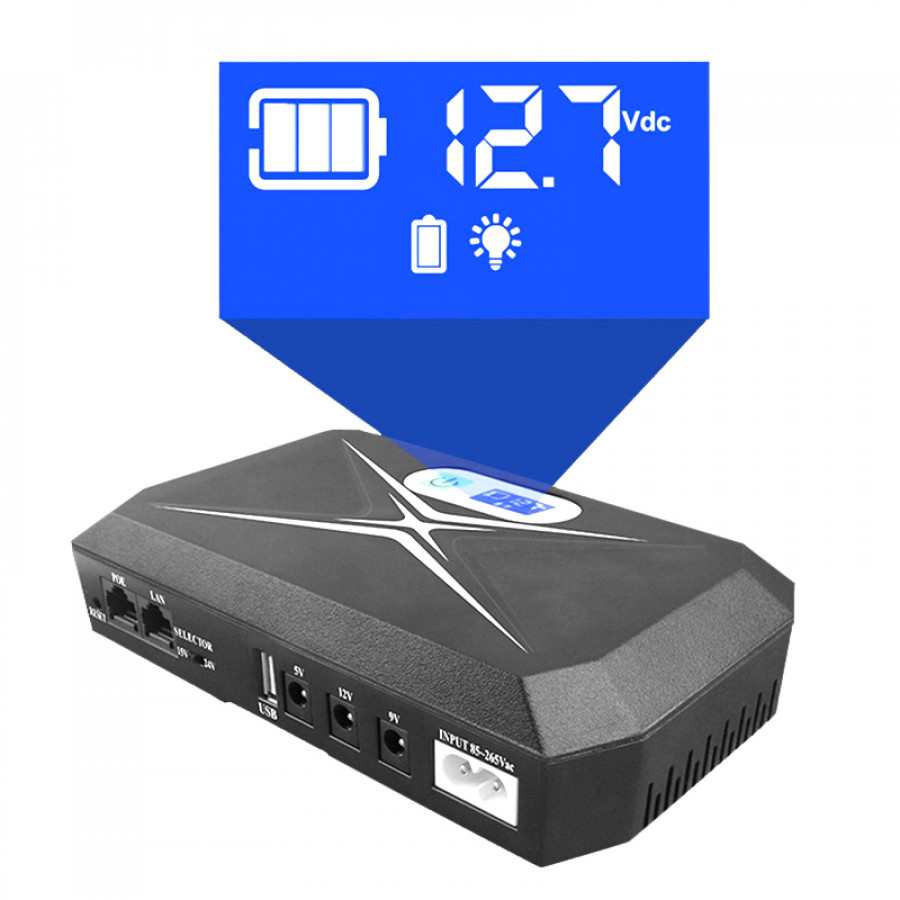 ИБП Andes 18DCP	UPS для WI-Fi роутера 5V 9V 12V 10400 mAh с защитой от короткого замыкания