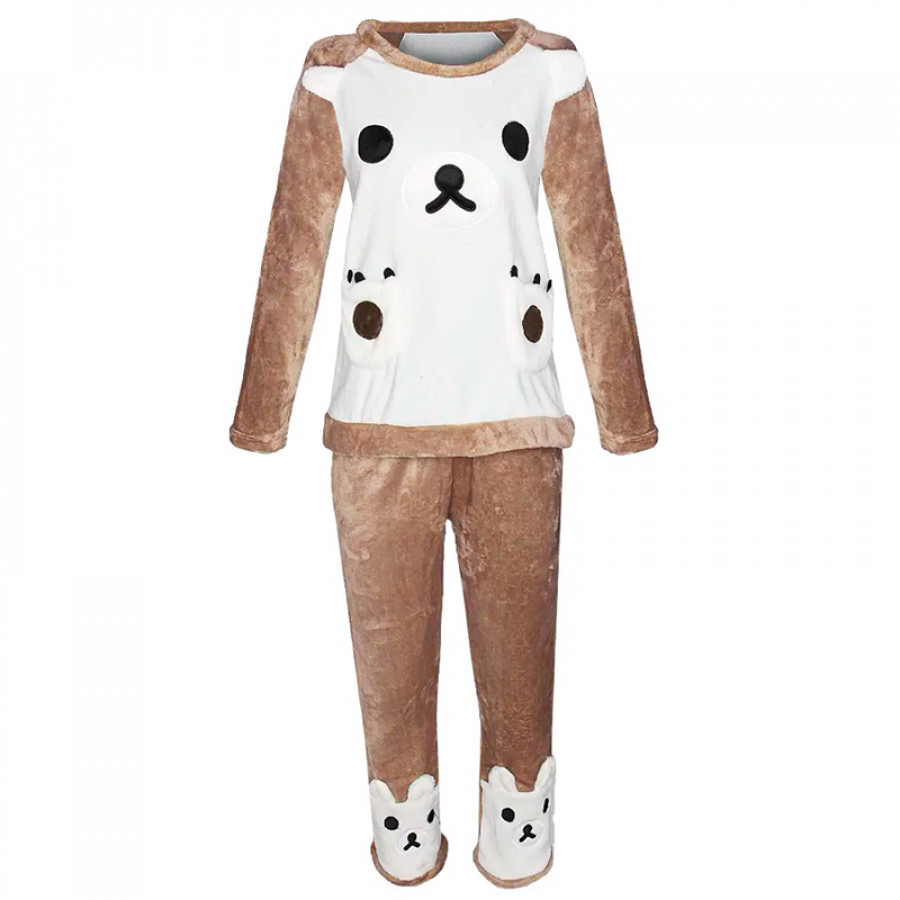Женская тёплая махровая пижама Bear White 2XL