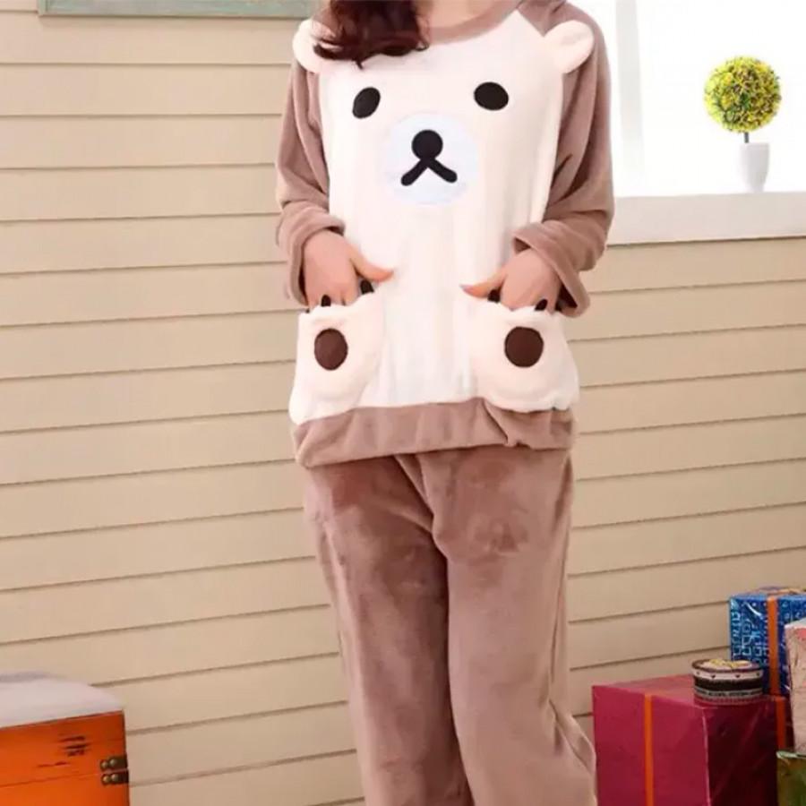 Женская тёплая махровая пижама Bear White 2XL