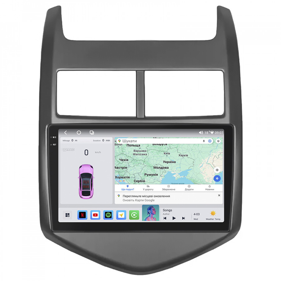 Штатная магнитола Lesko для Chevrolet Aveo II 2011-2020 экран 9" 4/64 QLED CarPlay 4G Wi-Fi GPS 360 Prime