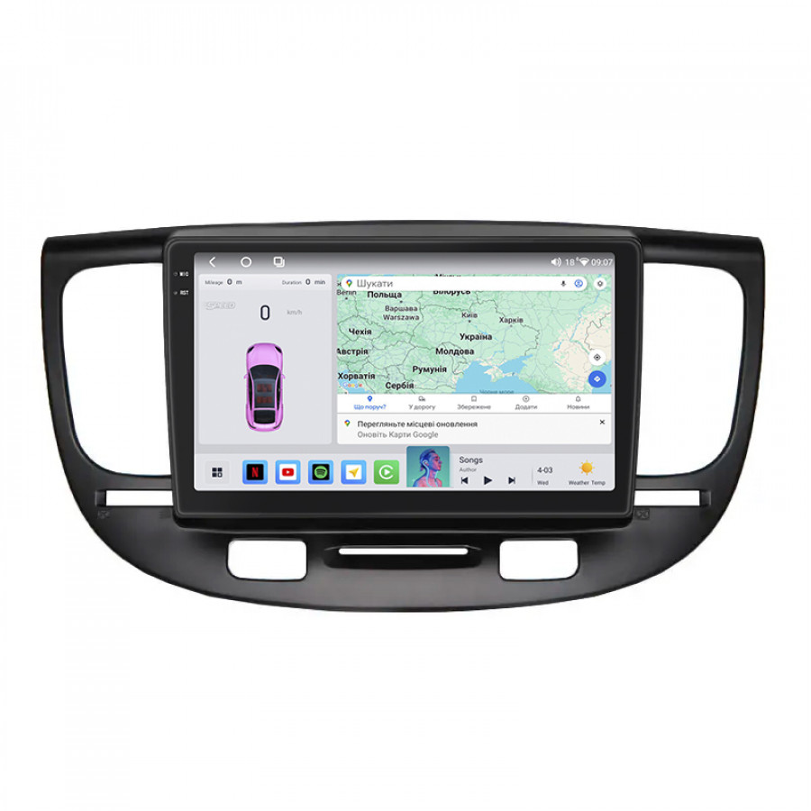 Штатная магнитола Lesko для Kia Rio II Рестайлинг 2009-2011 экран 9" 4/64 QLED CarPlay 4G Wi-Fi GPS 360 Prime