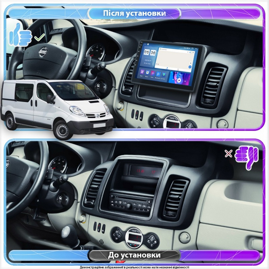 Штатная магнитола Lesko для Nissan Primastar I Рестайлинг 2 2011-2015 экран 10" 6/128Gb 4G Wi-Fi GPS Top