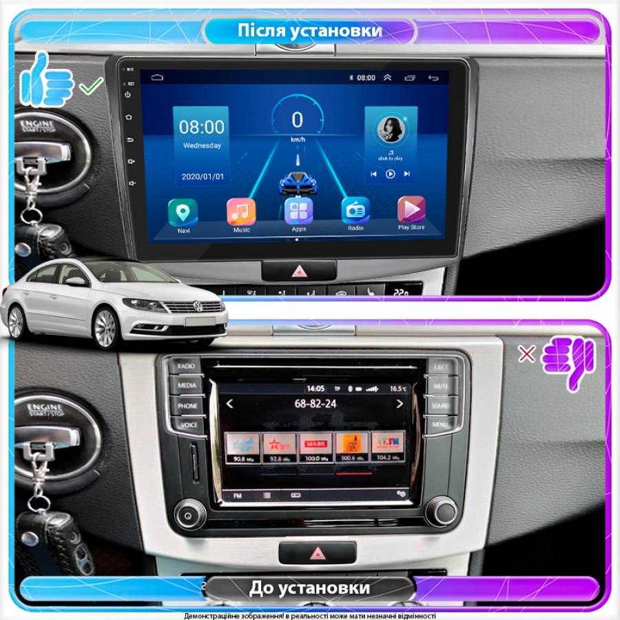 Штатная магнитола Lesko для Volkswagen Passat CC I Рестайлинг 2012-2017 экран 10" 4/64Gb 4G Wi-Fi GPS Top