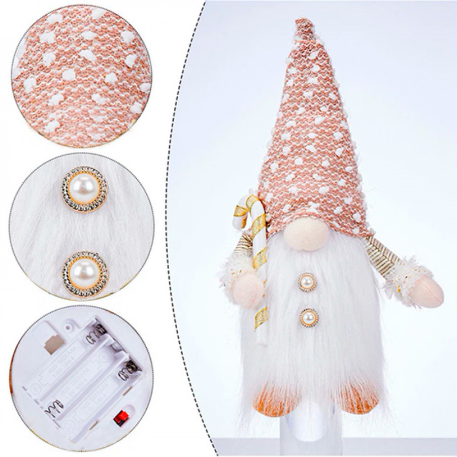 Новогодняя игрушка Рождественский Гном светящийся А9-9 30*10 Beige