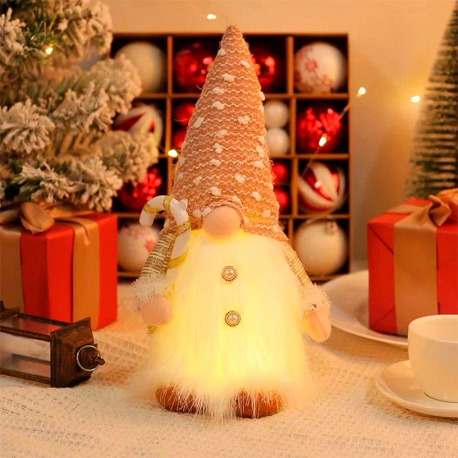 Новогодняя игрушка Рождественский Гном светящийся А9-9 30*10 Beige