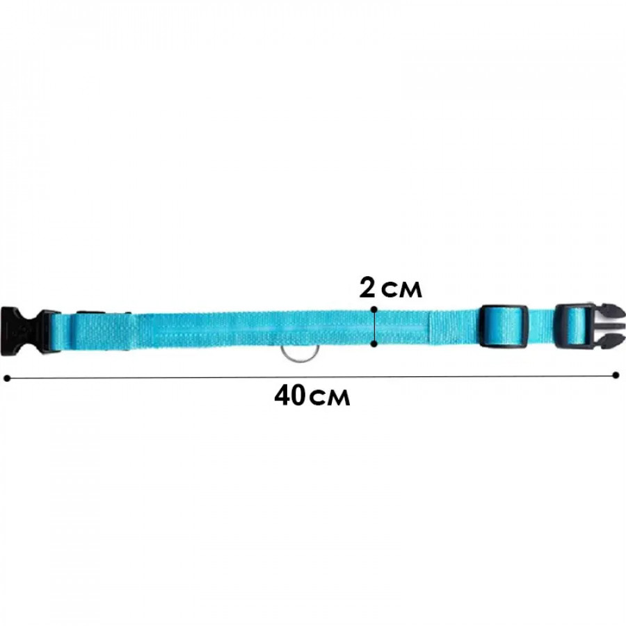 Светодиодный LED ошейник USB светящийся для собак и котов Blue XS