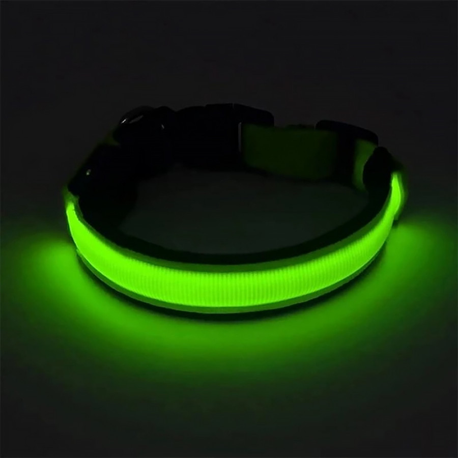 Светодиодный LED ошейник USB светящийся для собак и котов Green XS
