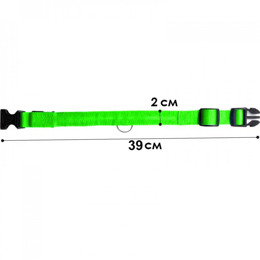 Светодиодный LED ошейник USB светящийся для собак и котов Green XS