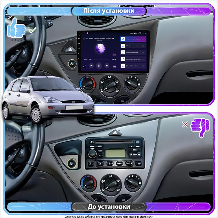Штатная магнитола Lesko для Ford Focus I 1998-2001 экран 9" 2/32Gb CarPlay 4G Wi-Fi GPS Prime