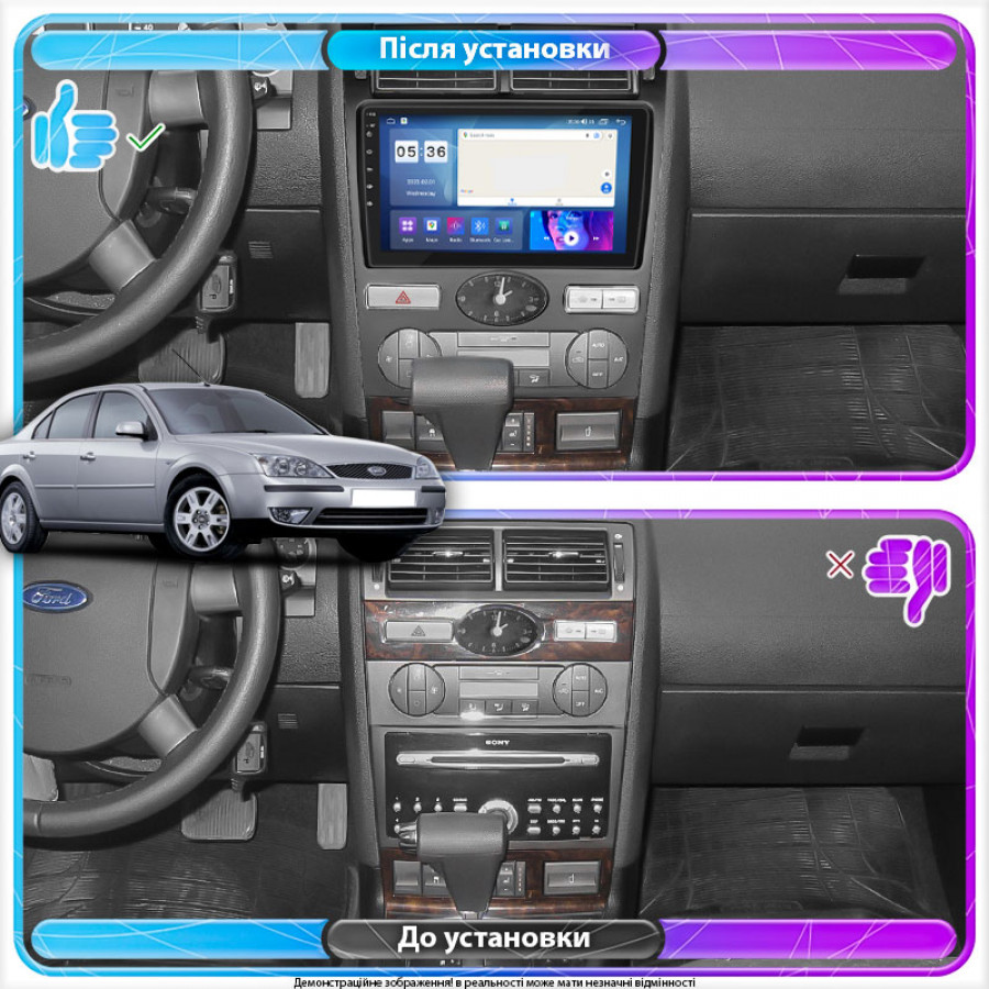 Штатная магнитола Lesko для Ford Mondeo III 2000-2003 экран 9" 4/64Gb CarPlay 4G Wi-Fi GPS Prime
