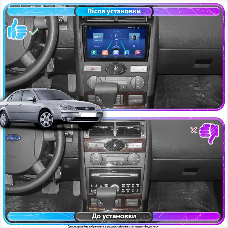 Штатная магнитола Lesko для Ford Mondeo III Рестайлинг 2003-2007 экран 9" 2/32Gb 4G Wi-Fi GPS Top