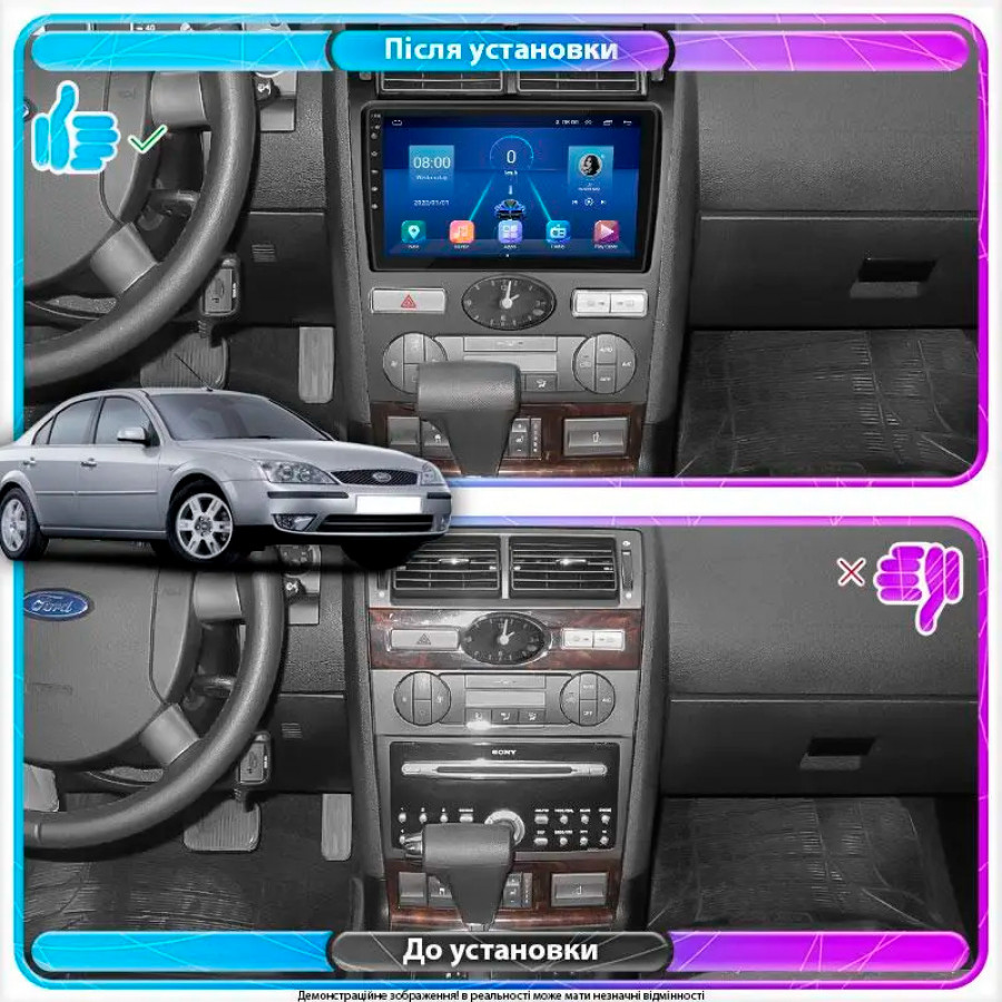 Штатная магнитола Lesko для Ford Mondeo III Рестайлинг 2003-2007 экран 9" 6/128Gb 4G Wi-Fi GPS Top