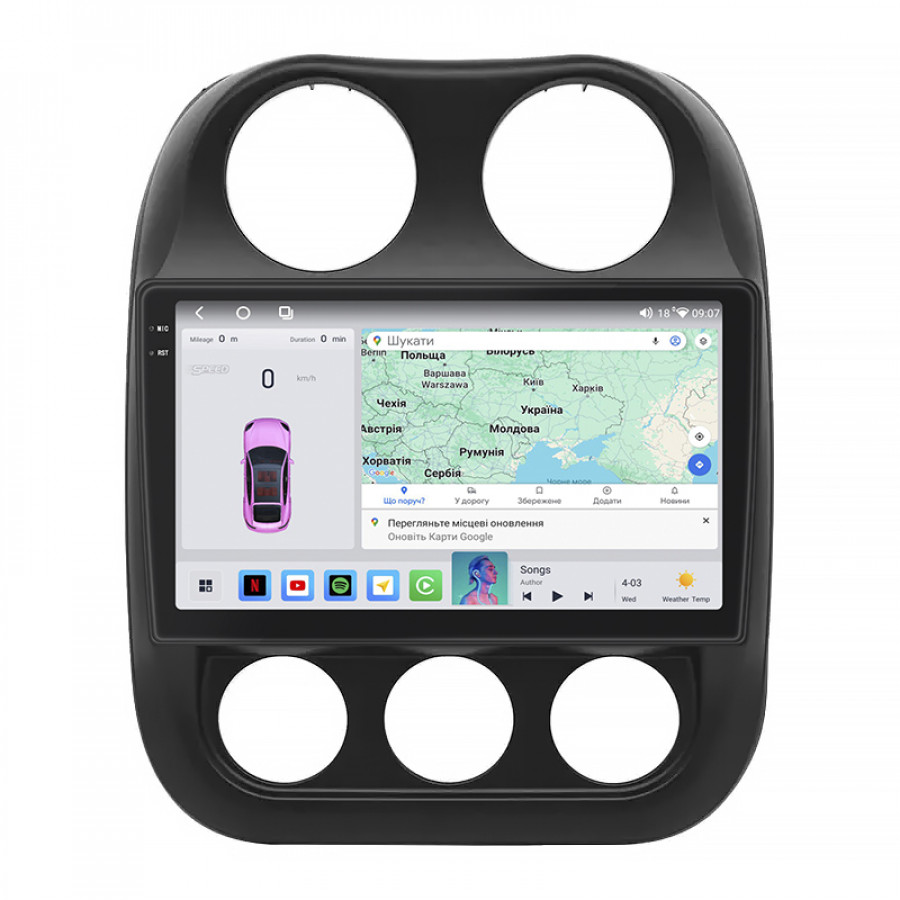 Штатная магнитола Lesko для Jeep Compass I Рестайлинг 2010-2013 экран 10" 4/64 QLED CarPlay 4G Wi-Fi GPS 360 Prime