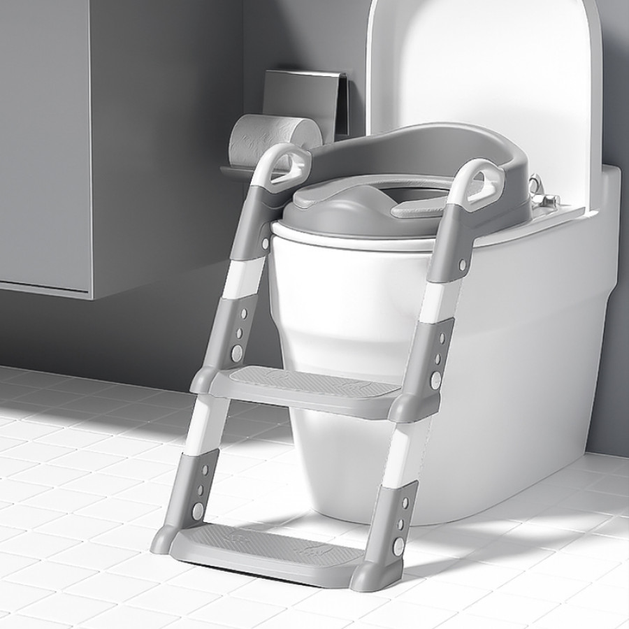 Детское сиденье на унитаз со ступенькой и ручками Bestbaby BC-108 Gray
