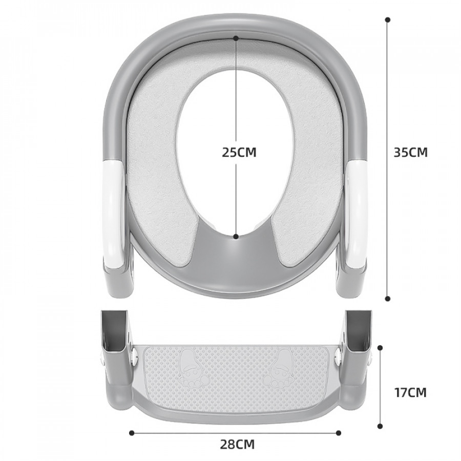 Детское сиденье на унитаз со ступенькой и ручками Bestbaby BC-108 Gray